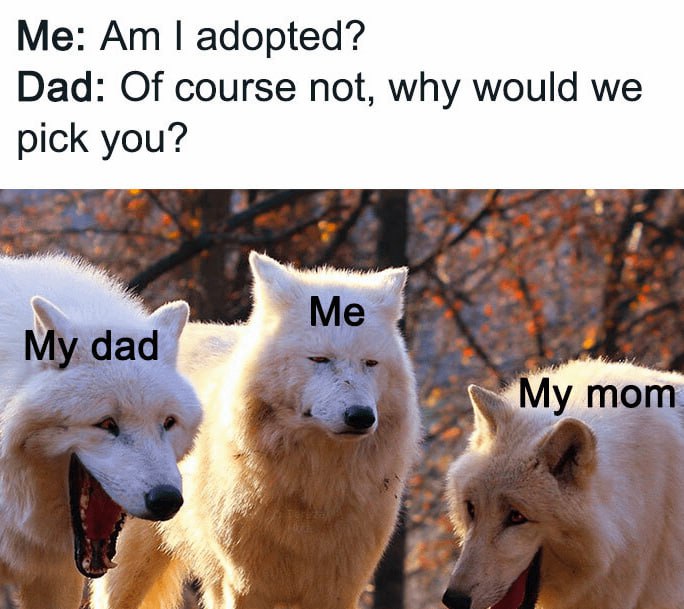 adopted? Dad: Of course not, why would we pick you? у ааа.