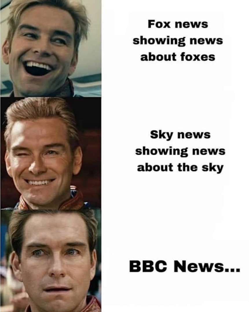 Fox news showing news about foxes Sky news showing news about the sky BBC News...