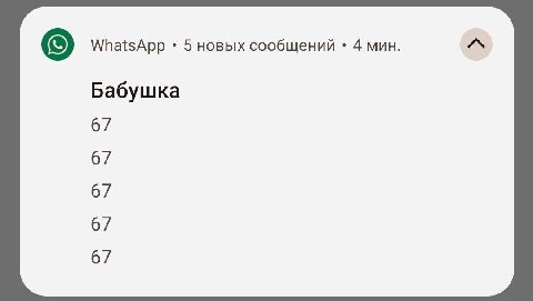 WhatsApp 5 новых сообщений 4 мин. Бабушка 67 67 67 67 67