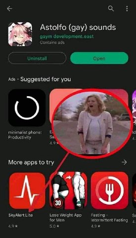 “4 Astolfo (gay) sounds development.east Contains ads Ads Suggested for you minimalist phone: vid Productivity 4. 4.9 7 4 More {о A A 4 4 SkyAlert Lite Lose Weight App Fasting for Men Intermittent Fas