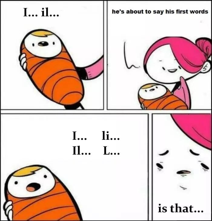 he's about to say his first words