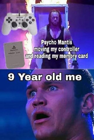 Psycho Mantis moving my controller and reading my memory card 9 Year old me