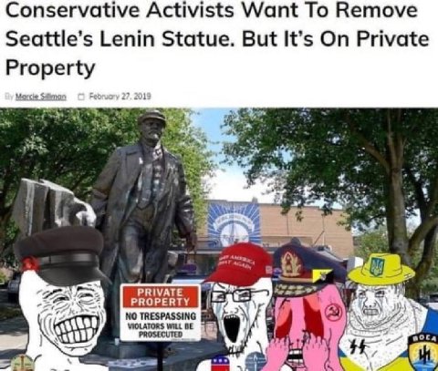 Conservative Activists Want To Remove Seattle’s Lenin Statue. But It’s On Private Property NO TRESPASSING VIOLATORS WILL BE 3-5 (4