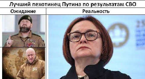 Лучший пехотинец Путина по результатам СВО Ожидание Реальность A 4 3