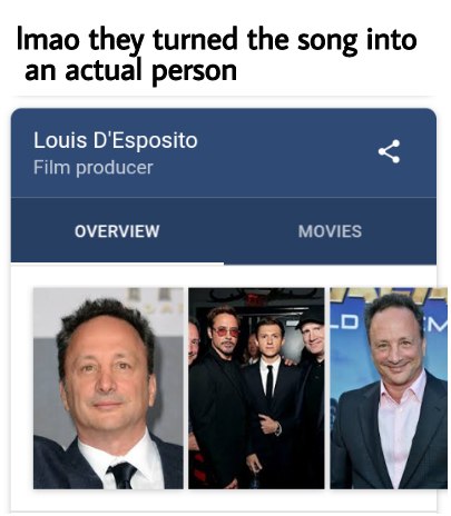 |тао they turned the song into an actual person Louis D'Esposito Film producer OVERVIEW MOVIES