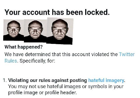 Your account has been locked What happened? have determined that this account violated the VITT Rule Specifically, for: 1. Violating our rules against posting You may not use hateful images or symbols