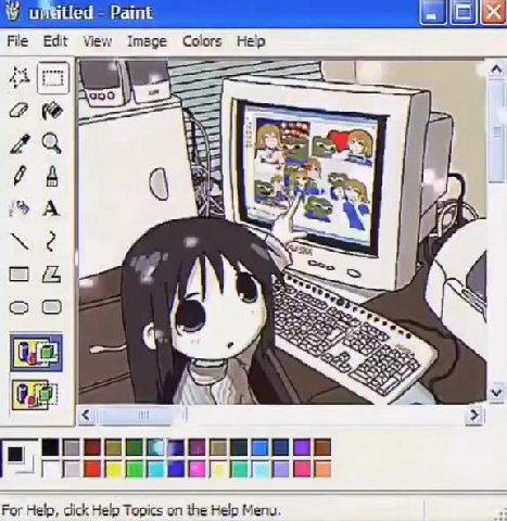 \У ийыед - Paint = ЛЕХ Ре | Edit View Image Colors Help For Help, click Help Topics on the Help Menu, Е № untitled - Paint (= Ej) ГА РАВНО > Е