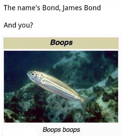 The name's Bond, James Bond And you? Boops Ste Boops boops