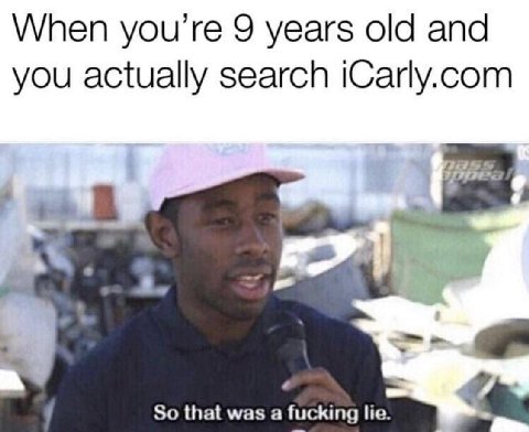 When 9 years old and you actually search iCarly.com 4 у that was а fucking lie.