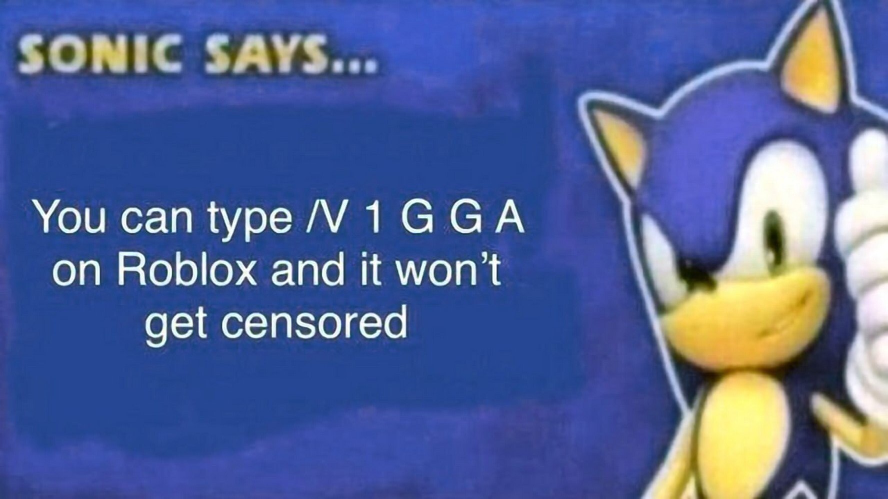 SONIC SAYS... You can on Roblox and it won't get censored