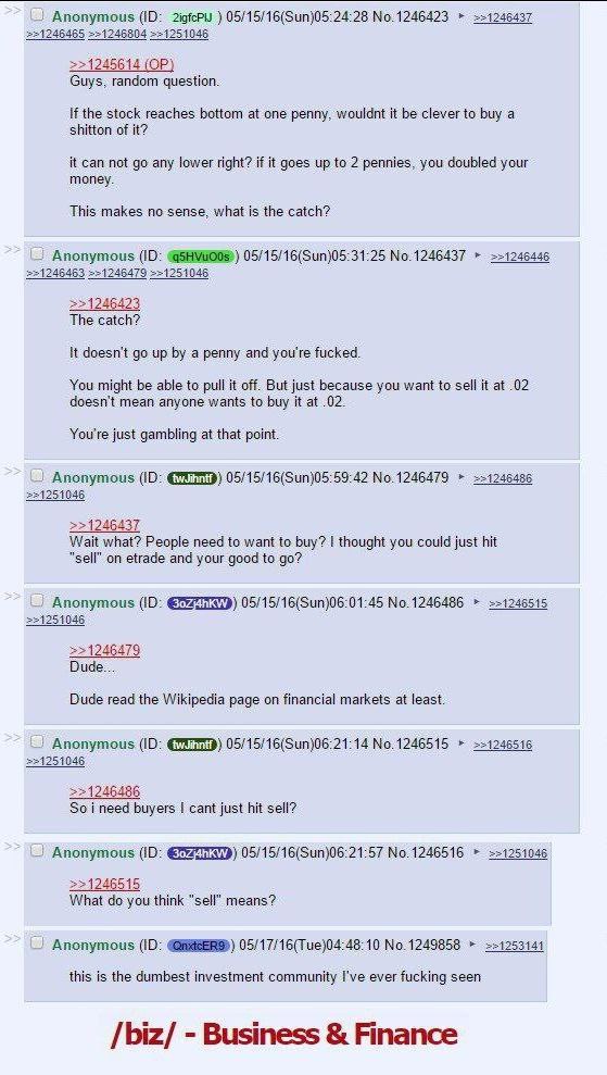 Anonymous 2юРЫ No.1246423 ==1246437 221246465 =>1246804 Guys, random question. If the stock reaches bottom at one penny, wouldnt it be clever to buy а shitton of it? it can not any lower right? if it 
