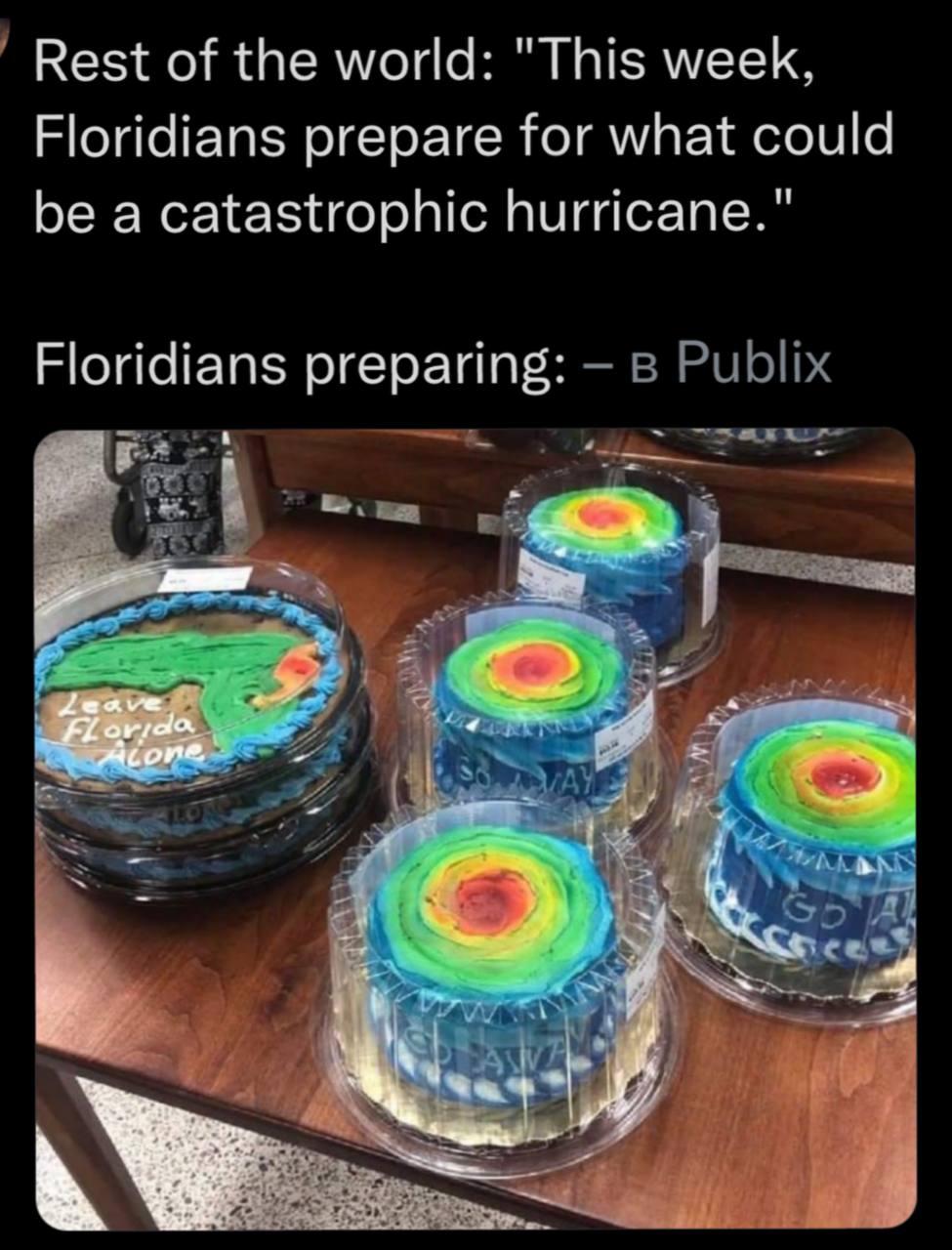 of the world: "This week, Floridians prepare for what could be a catastrophic hurricane." Floridians preparing: в Publix