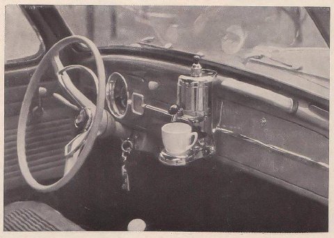 In 1959, the Volkswagen Beetle was available with an optional coffee maker.