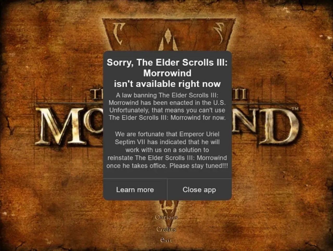 Sorry, The Elder Scrolls Morrowind isn't available right now Alaw пап! Гле E-der been eras that mie CONE The for 4 у that Emperor bas that he will work with опа 10 The once takes Please Learn more Clo