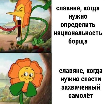 славяне, когда нужно определить 4 национальность и 4 борща славяне, когда нужно спасти захваченный самолёт