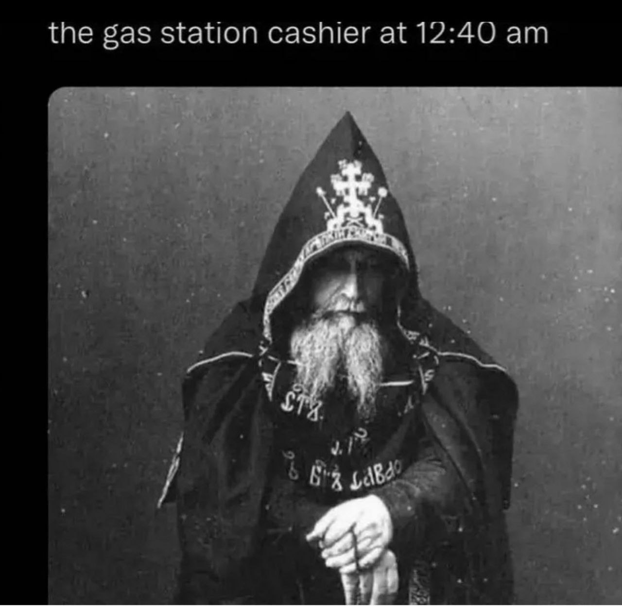 the gas station cashier at 12:40