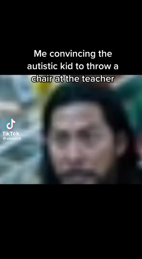 autistic kid to throw a ij i at thelt@achie; у chair а thelteaciteq спаавте teache aay