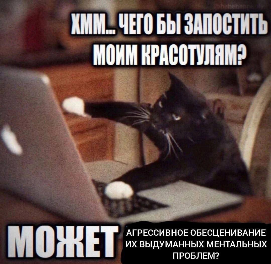 ЧЕГО БЫ ЗАПОСТИТЬ МОИМ А 4 АГРЕССИВНОЕ ОБЕСЦЕНИВАНИЕ ВЫДУМАННЫХ МЕНТАЛЬНЫХ ПРОБЛЕМ?