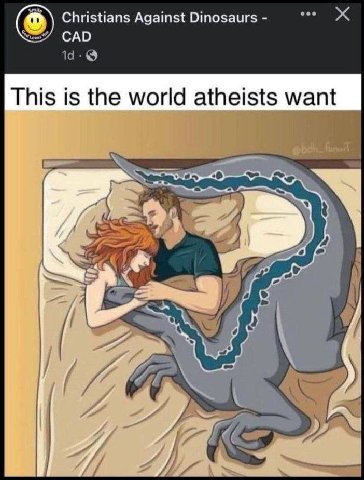 Christians Against Dinosaurs eee CAD 194. This is the world atheists want an