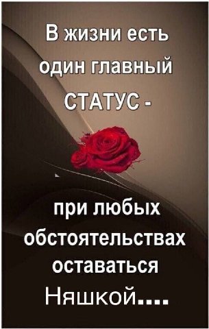 В жизни есть один главный СТАТУС при любых обстоятельствах оставаться Нашкой нии»