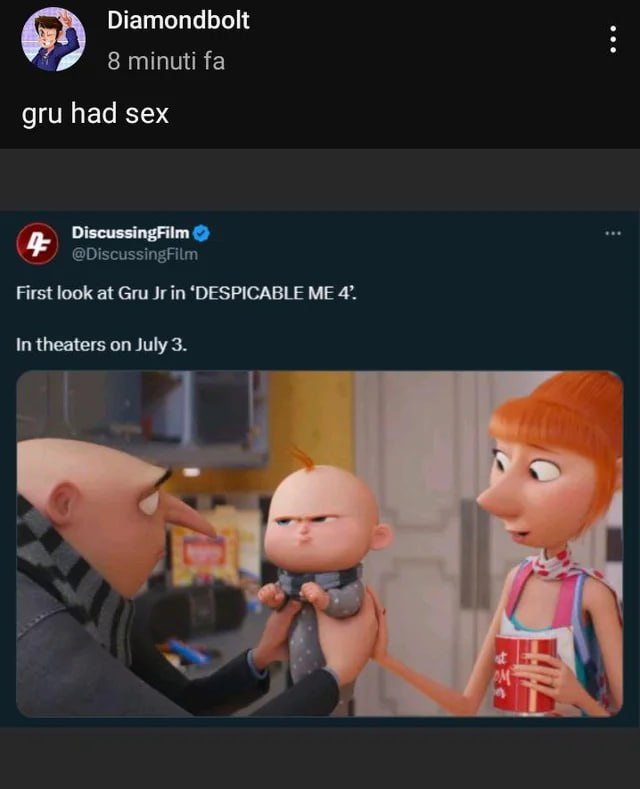 Diamondbolt 8 minuti gru had sex DiscussingFilm 4+ @DiscussingFilm First look at Gru in ‘DESPICABLE ME 4”. In theaters on July 3.