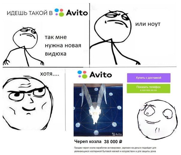 ИДЕШЬ ТАКОЙ В Avito или ноут так мне нужна новая видюха 7 (1 Череп козла 38 000 Продам черел козла наработан заражен на деньги подойдет для увлекающихся изоторихой бытовой и и для дома