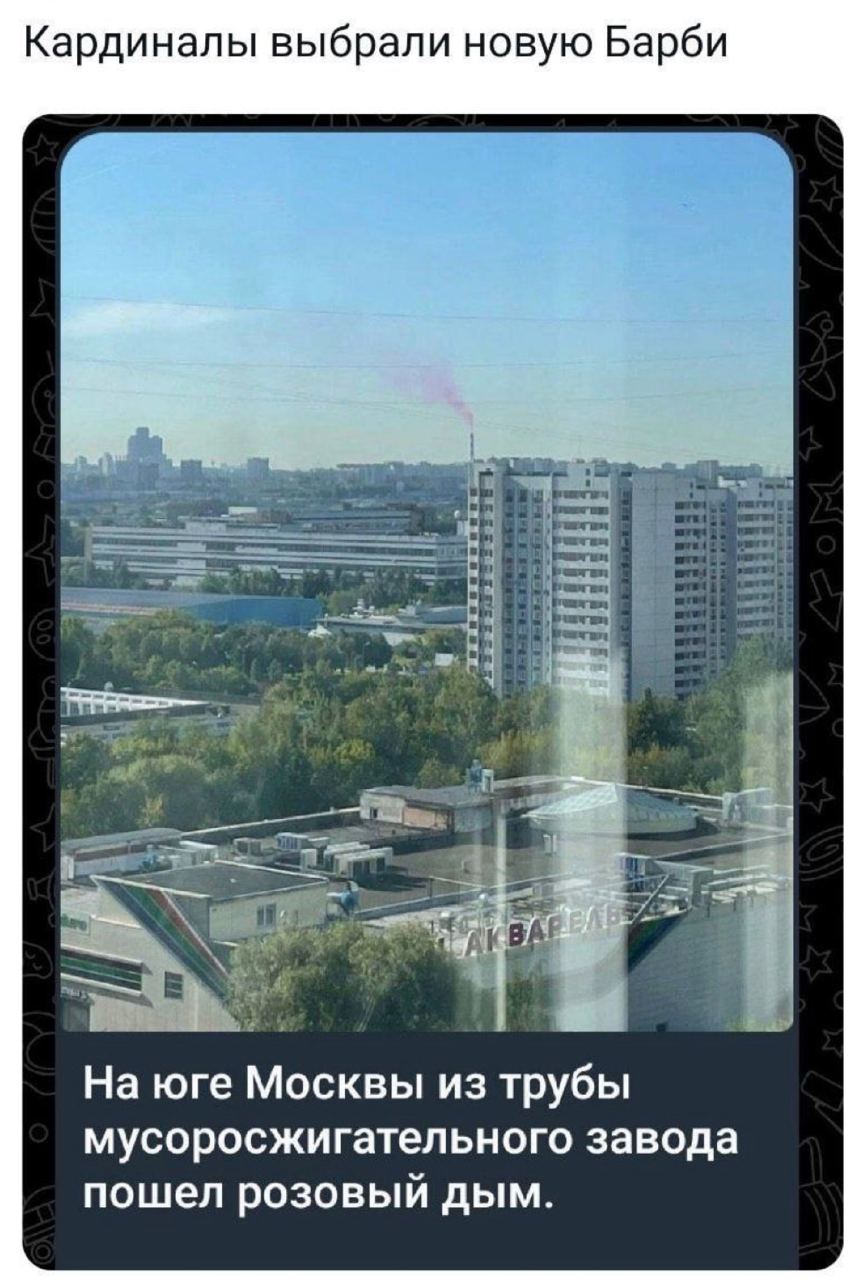 Кардиналы выбрали новую Барби На юге Москвы из трубы мусоросжигательного завода пошел розовый дым.