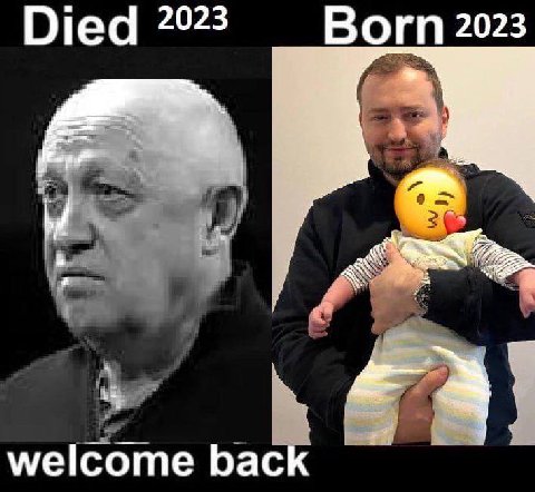Died 2923 Born 2023 welcome back