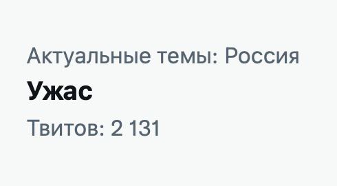 Актуальные темы: Россия Ужас Твитов: 2 131