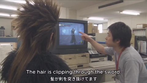 The hair is clipping)through the sword Should | make the hair shorter? = Г Makelthe sword shorter