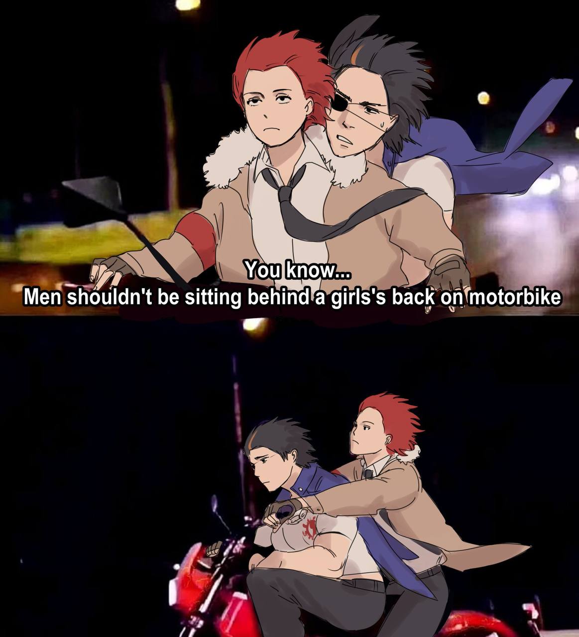Youlknow... Men shouldn't be sitting girls's back