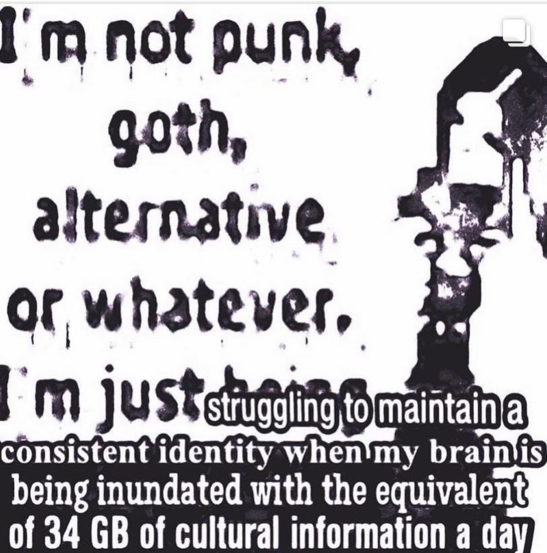 not punk, goth, alternative or whatever, consistent identity when'my of 34 of cultural information a being inundated with the equivalent