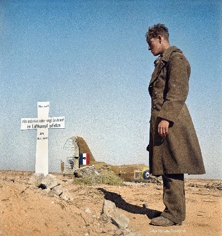 "Here lies an unknown English Lieutenant killed in air combat'. Western Desert, Egypt, 1941
