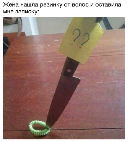 Жена нашла резинку от волос и оставила мне записку: