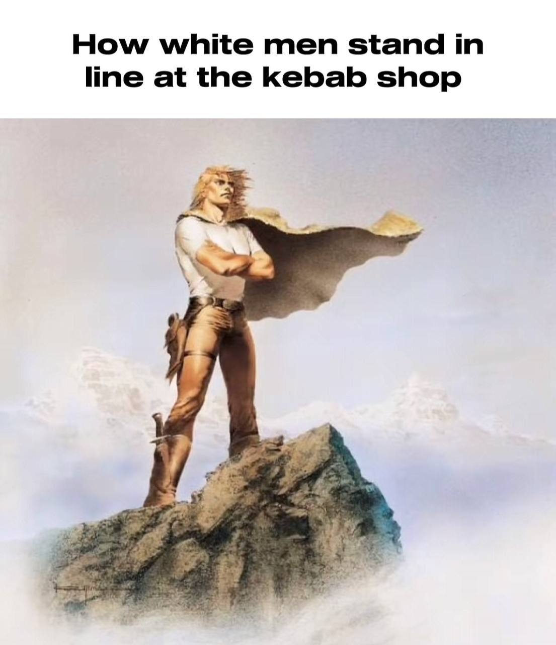 How white men stand in line at the kebab shop