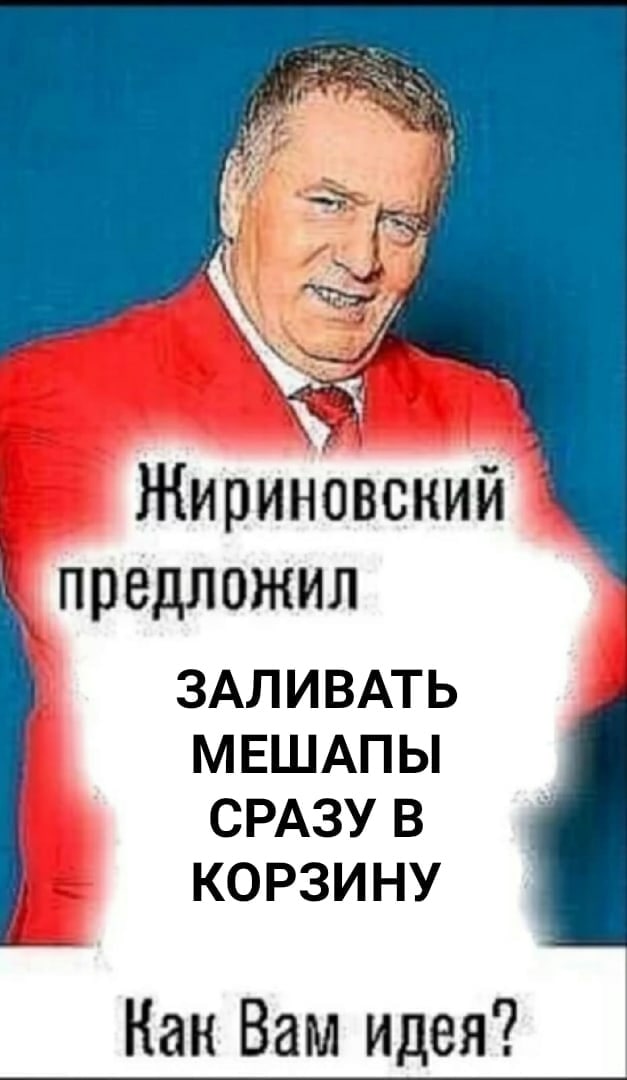 у Жириновский предложил ЗАЛИВАТЬ МЕШАПЫ СРАЗУ В КОРЗИНУ Как Вам идея?