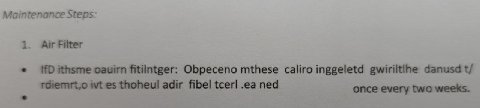 Maintenance Steps: 1. Air ithsme oauirn fitilntger: Obpeceno mthese caliro inggeletd gwiriltihe danusd rdiemrt,o ivt thoheul adir fibel tcerl ned once every two weeks.