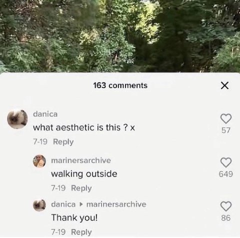A 5 163 comments danica what aesthetic is this 57 7-19 Веру я marinersarchive walking outside 649 7-19 Reply danica marinersarchive Thank you! 86 7-19 Reply