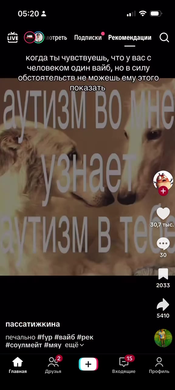 ivi (-9 ‘отреть Подписки’ Рекомендации Q человеком один вайб, но в силу обстоятельств: негможешь, ему. этого пассатижкина печально #fyp #вайб #рек ь № #соулмейт #мяу ещёу и Главная Друзья Входящие Про
