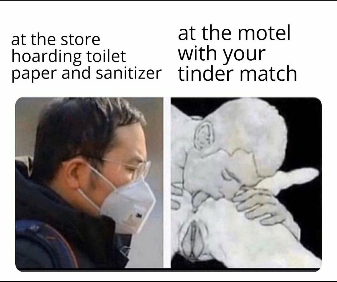 at the store at the motel hoarding toilet with your paper and sanitizer tinder match
