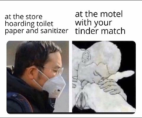 at the store at the motel hoarding toilet with your paper and sanitizer tinder match