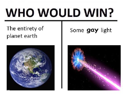 WHO WOULD WIN? The entirety of Some gay light planet earth