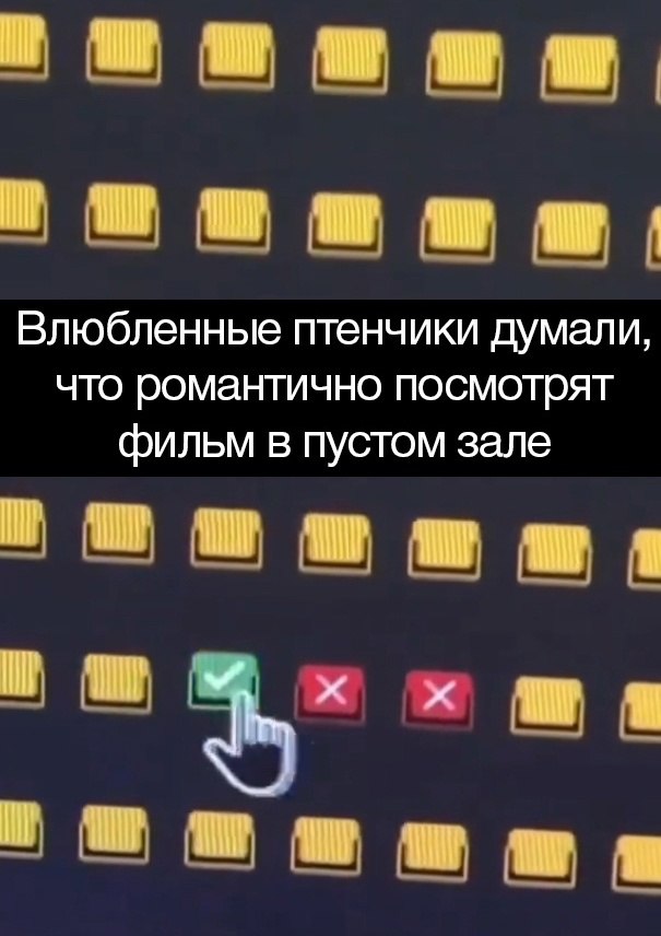 Влюбленные птенчики думали, что романтично посмотрят фильм в пустом зале