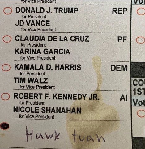 my informant in US said that unraked Canadian named John Sunflower voted in California..