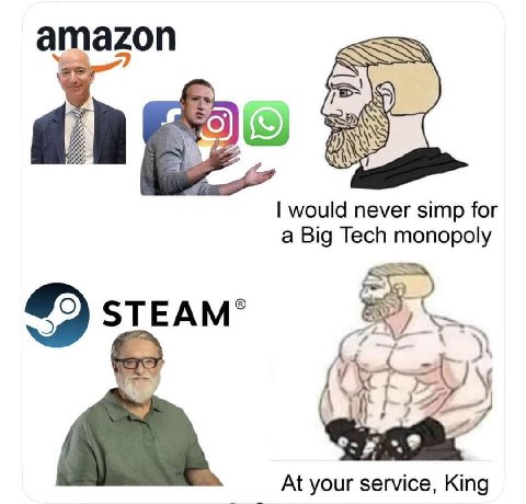 amazon would never simp for a Big Tech monopoly 4°) sTEAM’ At your service, King