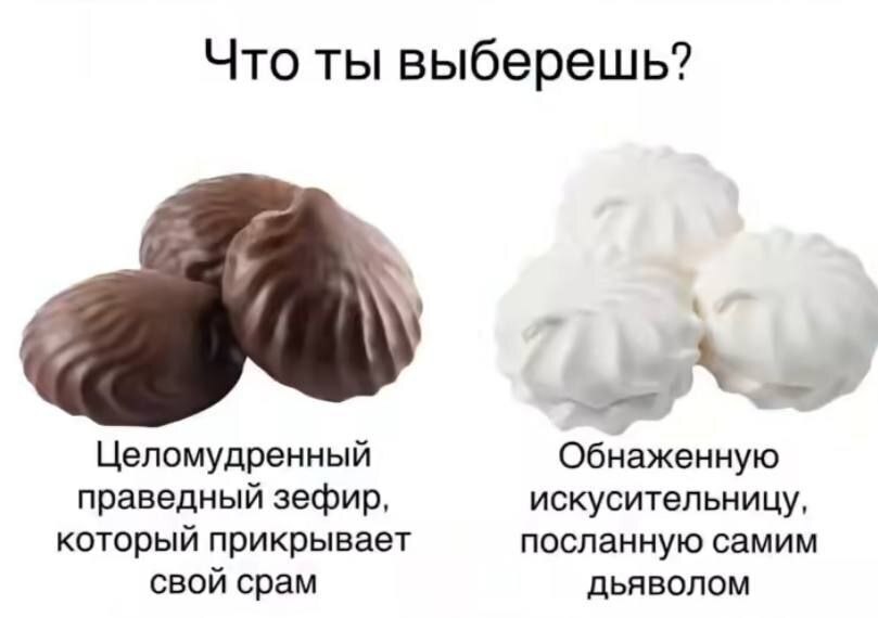 Что ты выберешь? Целомудренный Обнаженную праведный зефир, искусительницу, который прикрывает посланную самим свой срам Дьяволом