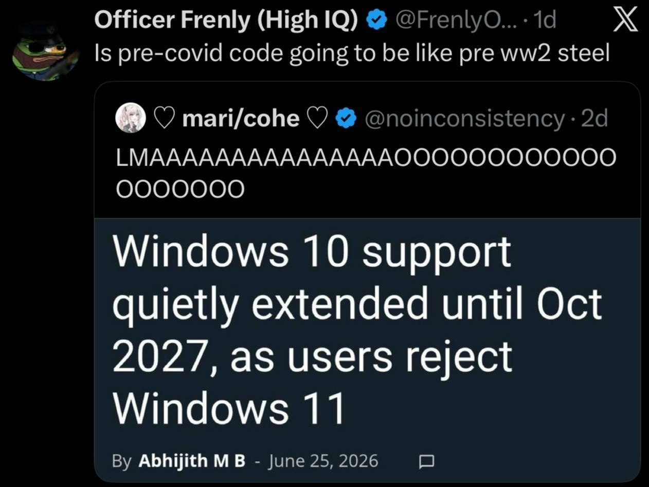 Officer Frenly 19 Is pre-covid code going to be like pre steel mari/cohe @noinconsistency МАААААААААААААААОООООООООООО 0000000 Windows 10 support quietly extended until Oct 2027, as users reject Windo