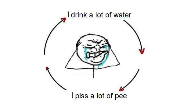 drink а lot of water piss a lot of pee