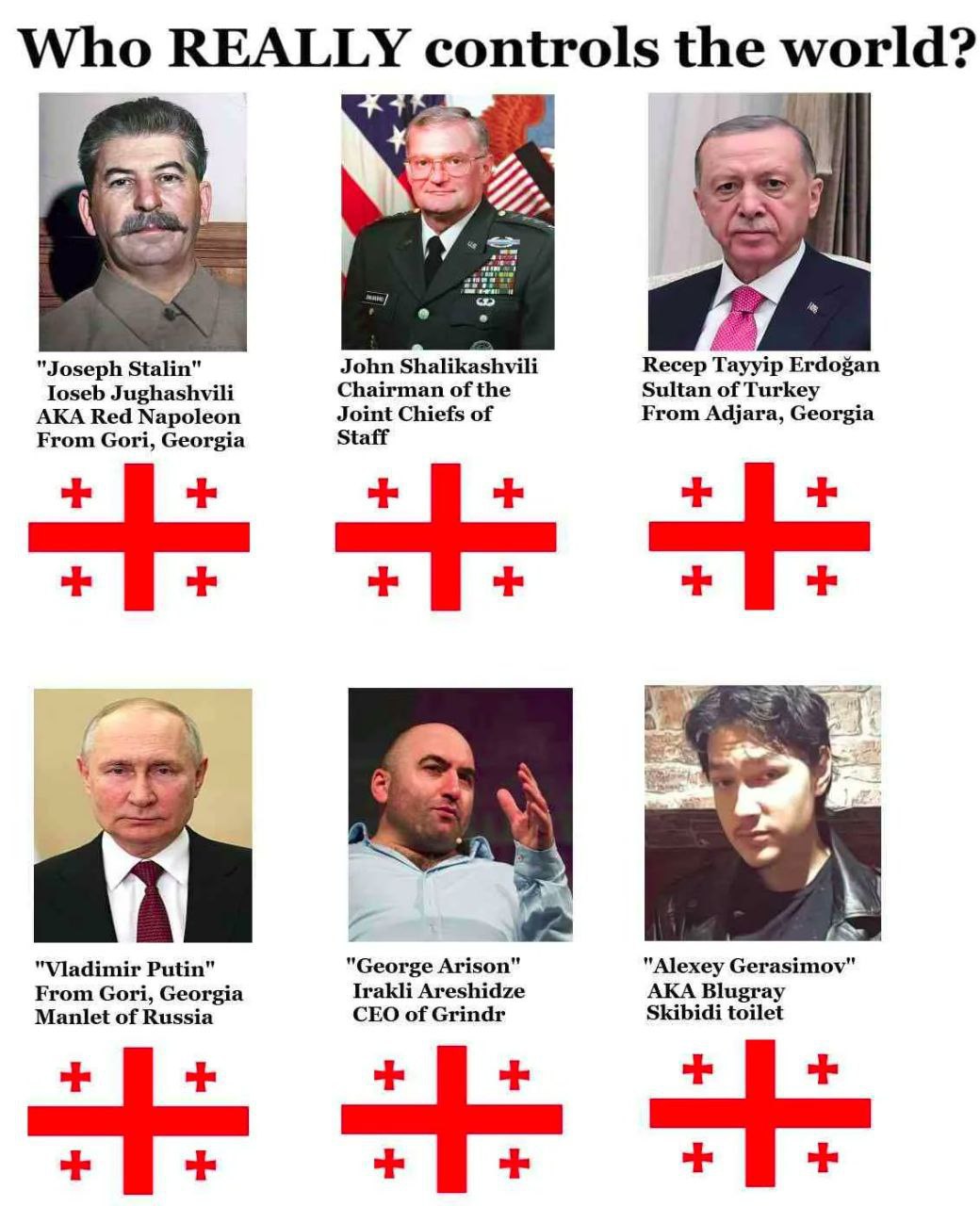 Who REALLY controls the world? 2 у "Joseph Stalin" Chairman of the John Shalikashvili Recep Tayyip Erdogan Ioseb Jughashvili Joint Chiefs of Sultan of Turkey AKA Red Napoleon Staff From Adjara, Georgi