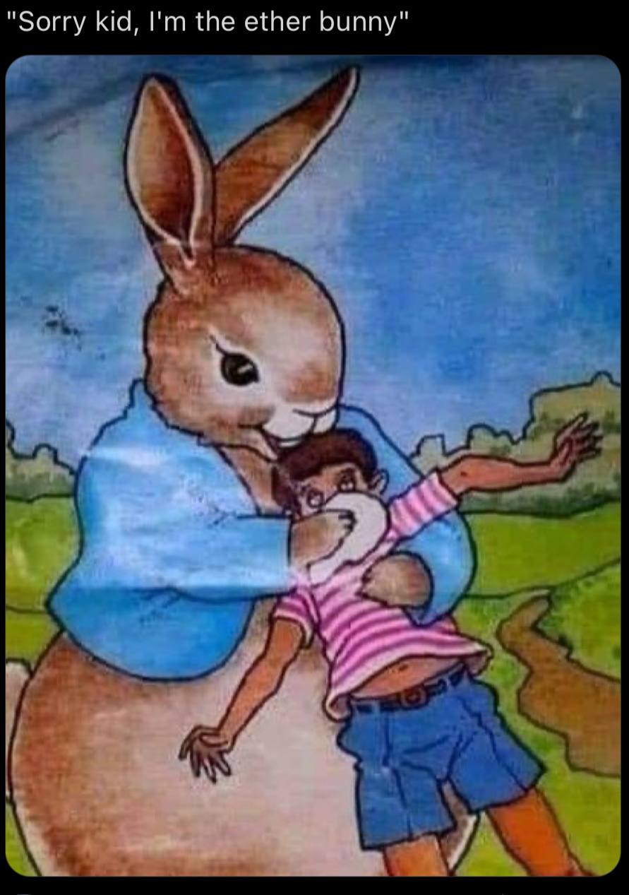 "Sorry kid, the ether bunny"
